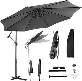 OMERAI 3M - Ombrellone da giardino a sbalzo grigio