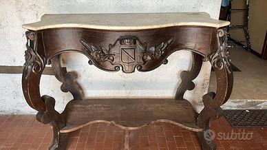 ELEGANTE consolle in legno e vero marmo.