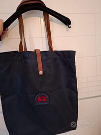 La Martina borsa blu tessuto con cinghie