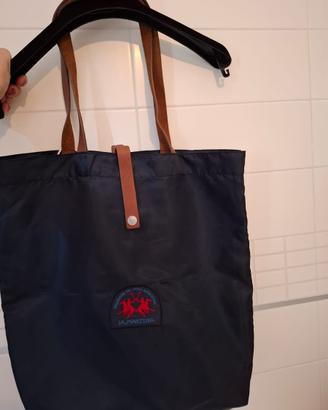 La Martina borsa blu tessuto con cinghie