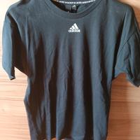 t-shirt uomo ragazzo nera e bianca ADISAS tg XS