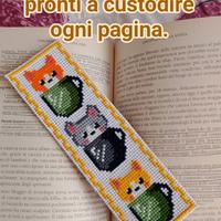 Segnalibro a punto croce con gattini –fatto a mano