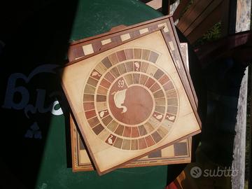 Scacchiera multigioco intarsiata a mano