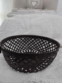 Cesto artigianale portafrutta vintage ferro battut