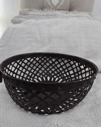 Cesto artigianale portafrutta vintage ferro battut