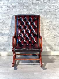 Poltrona Chesterfield inglese vintage in pelle