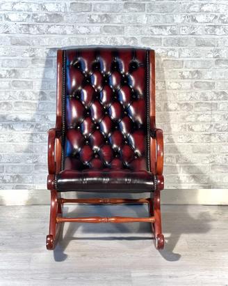 Poltrona Chesterfield inglese vintage in pelle