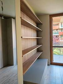 Parete attrezzata con boiserie 5 scaffali 235x255
