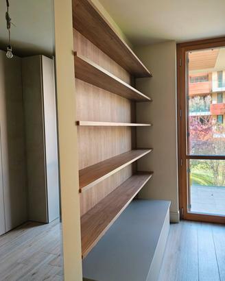 Parete attrezzata con boiserie 5 scaffali 235x255