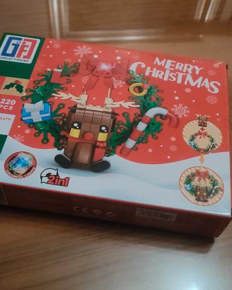 Costruzione natalizia renna e ghirlanda 