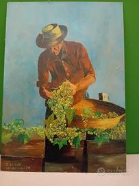 Dipinto "Vendemmia" 1976 pittore lericino 