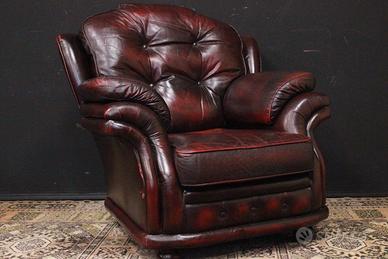 poltrona chesterfield bordeaux inglese originale