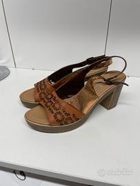 Sandalo con tacco comodo n 37 colore oro rosa