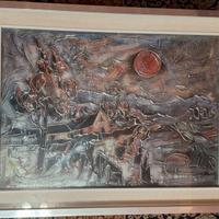 Quadro con lavorazione in stagno e cornice argento