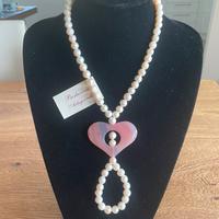 Collana Perle di Fiume - Giada Rosa cuore