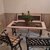 Set da giardino Liberty in ghisa e legno