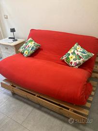 Divano letto futon matrimoniale in legno 140x190