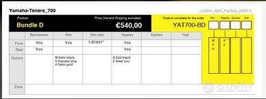 Teneré 700 Permuto kit Tubeless Bartubeless