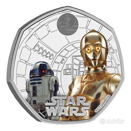 UK 2023 - 50 P Argento - Star Wars: R2-D2 e C-3PO