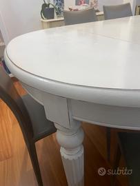 Tavolo massello noce tinta bianca