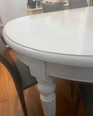 Tavolo massello noce tinta bianca