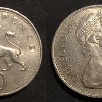 UK GRAN BRETAGNA 10 New Pence 1969 Elisabetta II