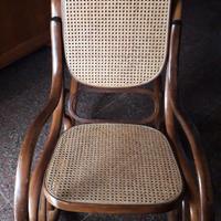 Sedia a dondolo paglia di Vienna anni '70