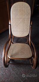 Sedia a dondolo paglia di Vienna anni '70