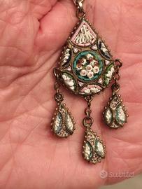 Ciondolo in micro mosaico con catena in argento 