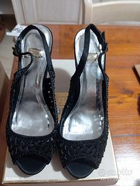 Scarpe eleganti donna in raso e brillantini 