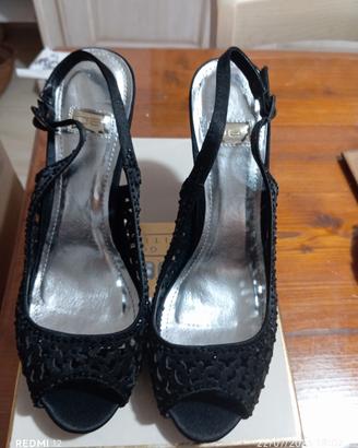 Scarpe eleganti donna in raso e brillantini 