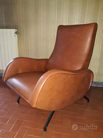 Poltrona similpelle reclinabile anni 50