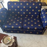 Divano 2 e 3 posti blu e oro