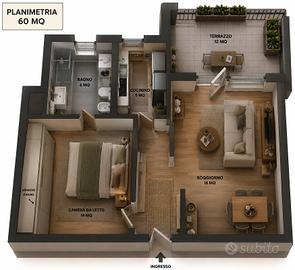 Bilocale con Terrazzo a Moggio