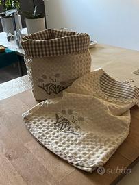 Set cestino pane con canovaccio coordinato