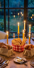 Set 5 Cestini Porta-pane in Tessuto Fatti a Mano –