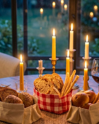 Set 5 Cestini Porta-pane in Tessuto Fatti a Mano –