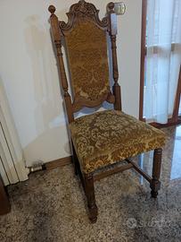 6 Sedie in legno massello intagliato stile classic