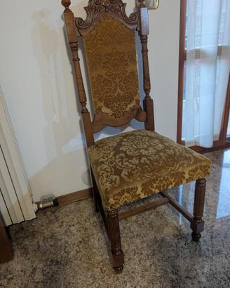 6 Sedie in legno massello intagliato stile classic