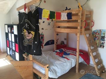Letto in legno naturale Wickey veliero pirata