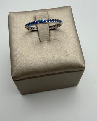 Fedina oro bianco 18 kt zaffiri 0,40 ct