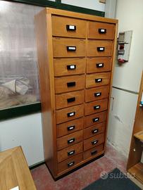 Schedario casellario cassettiera legno 