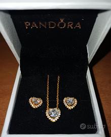 Set Collana + Orecchini Oro Pandora Cuore