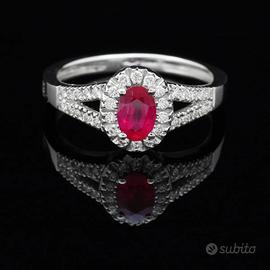 ANELLO DD GIOIELLI ORO 18KT BRILLANTI  E RUBINO