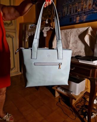 Borsa ecopelle azzurra