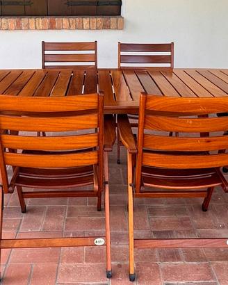 Tavolo e sedie da giardino in legno