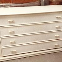 Comò legno e rattan bianco