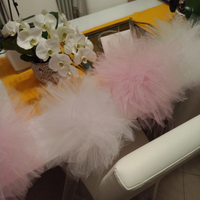 PON pon bianchi o rosa in tulle