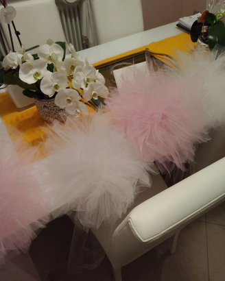 PON pon bianchi o rosa in tulle