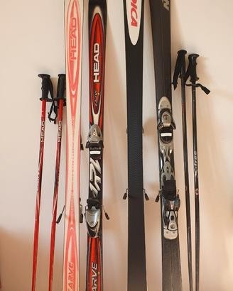 Sci Nordica e Head con scarponi e bastoncini